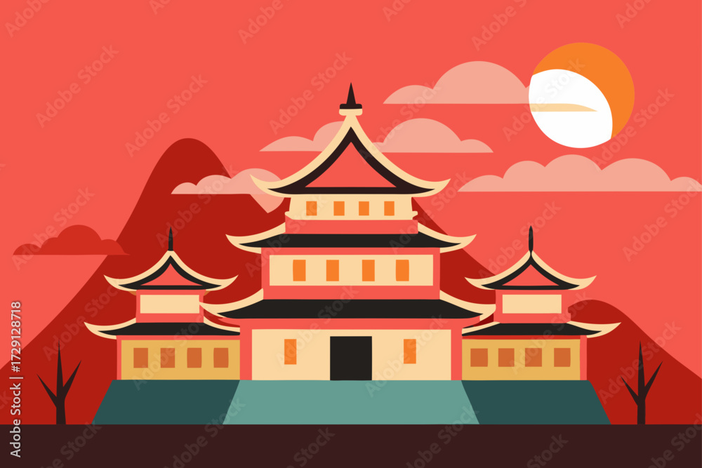 Fototapeta premium vector illustration of temple