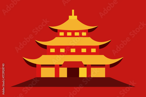 vector illustration of japanese temple