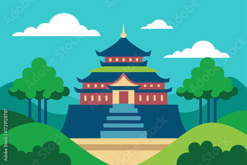 chinese pavilion in the park