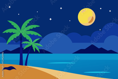 tropical beach with palm trees