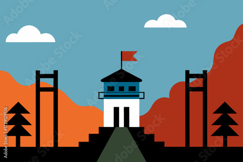 vector illustration of mosque in the city