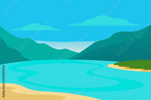 mountain landscape with lake