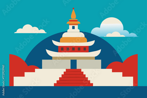 vector illustration of buddhist temple