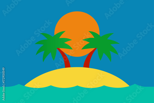 tropical island with palms