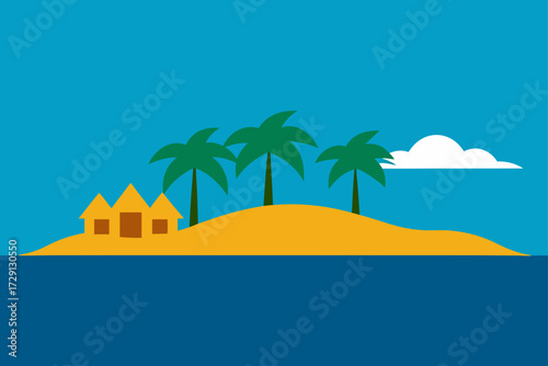 vector illustration of a tropical island