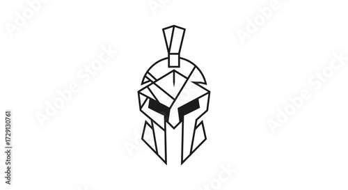 Geometric Spartan Helmet Illustration: A Minimalist Symbol of Ancient Warfare, Emblem