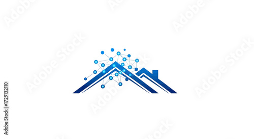 Innovative residential solutions abstract concept house integrated with digital network