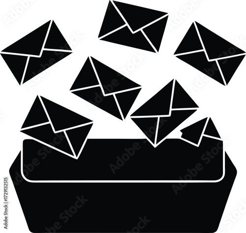 Desktop Tray with Incoming and Outgoing Letters Silhouette Transparent Background