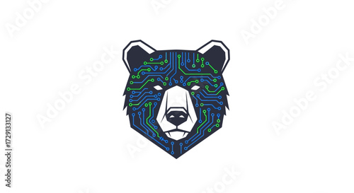 Digital guardian: a bear rendered in circuitry conveys strength in the digital realm