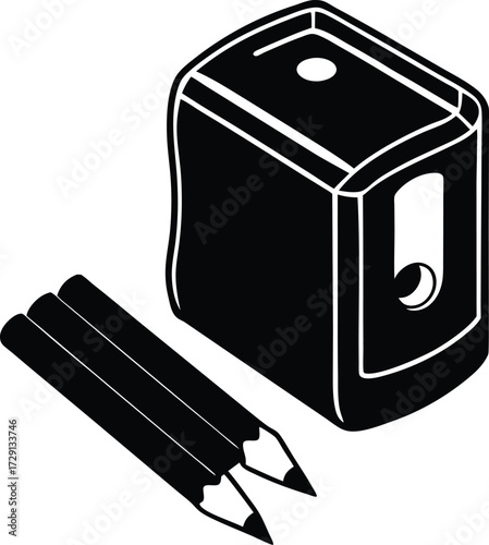 Pencil Sharpener Beside Pencils Silhouette Transparent Background