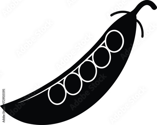 Bright Green Peas in Pod Silhouette Transparent Background