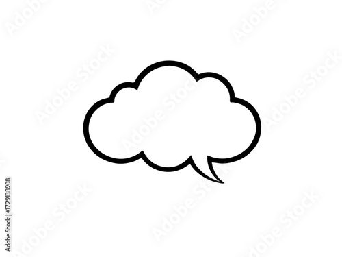Hand Drawn Thin Cloud Speech Bubble Outline Isolated on White　手書き風　雲型のふきだし　ベクター　イラスト