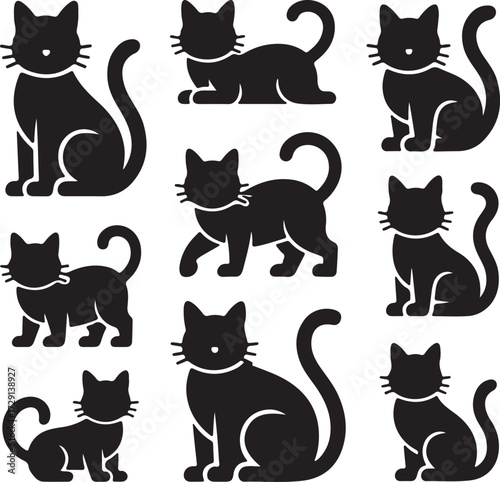 set of cats silhouettes