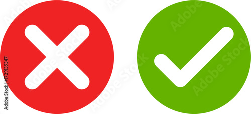 Red x and green checkmark symbols for correct and incorrect choices