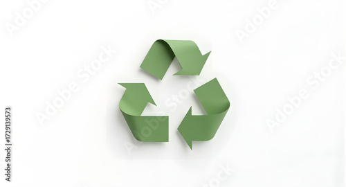 Green Recycle Symbol on White Background