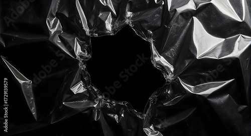 Torn Plastic Texture with Black Hole