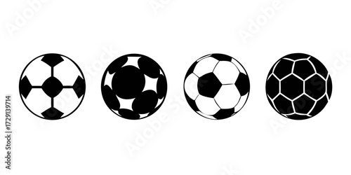 Football ball vector icon set. Soccer balls icons. soccer ball icons, football or soccer ball icon set in different styles, football simple black style, Vector illustration eps.