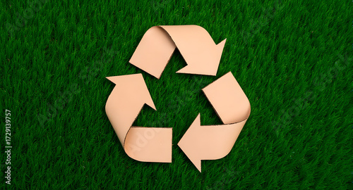 Recycling Symbol on Green Grass