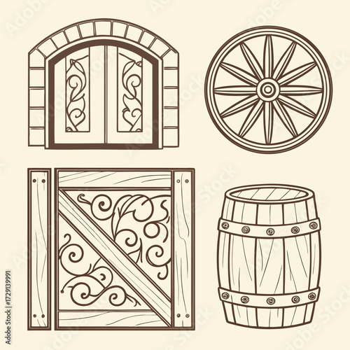 Ancient greek column and thai style with orthodox icon vector illustration