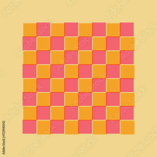Geometric abstract checkered square design element with risograph print effect. Retro classic 80s. Isolated vector illustration.