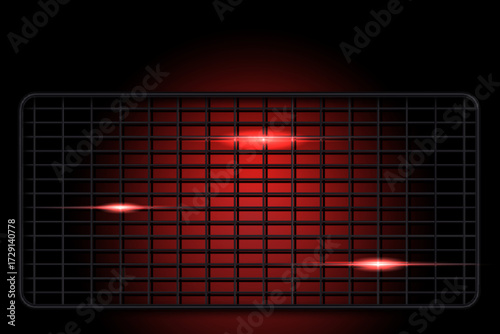 Rectangular black wire grid rack on a dark teal gradient background