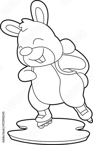 Rabbit Inline skating Inline skates Sports Animal Vetor Graphic Art Illustratin