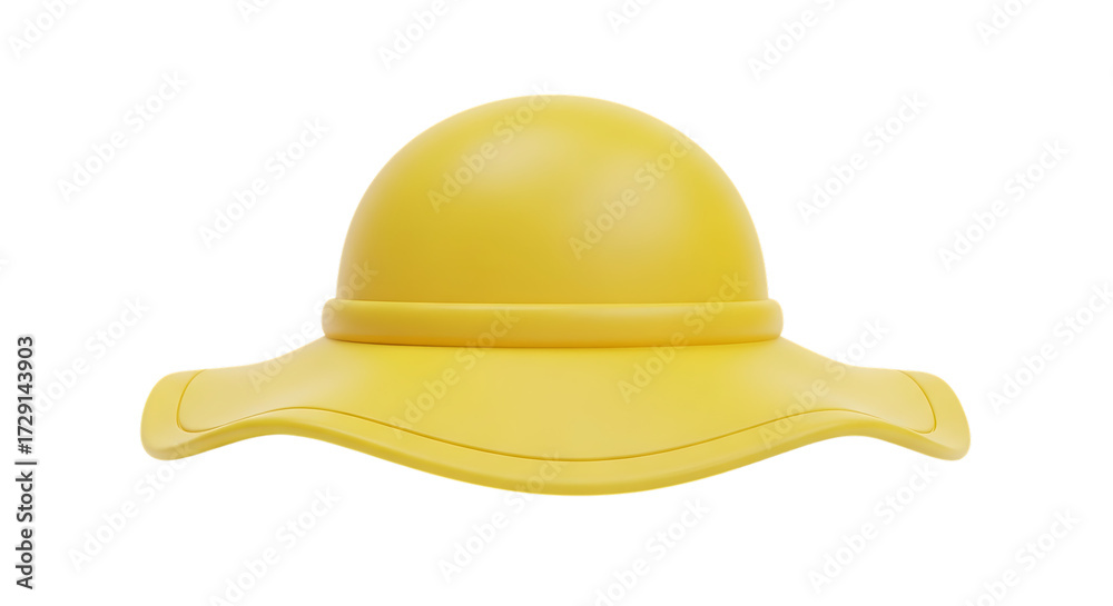 Fototapeta premium Stylish Summer Hat in Vibrant Yellow 3D Rendering Isolated