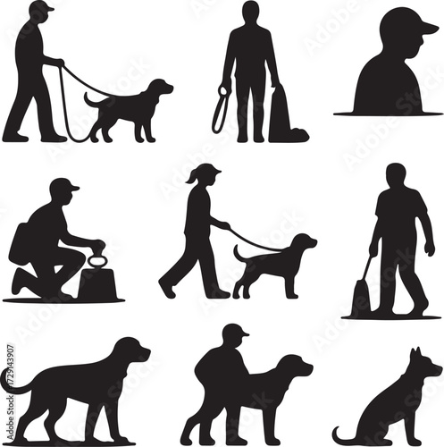 set of dogs silhouettes
