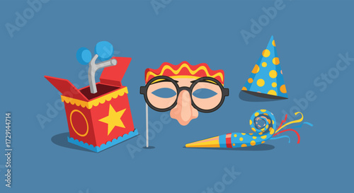 Celebration party props and decorations for festive occasions.