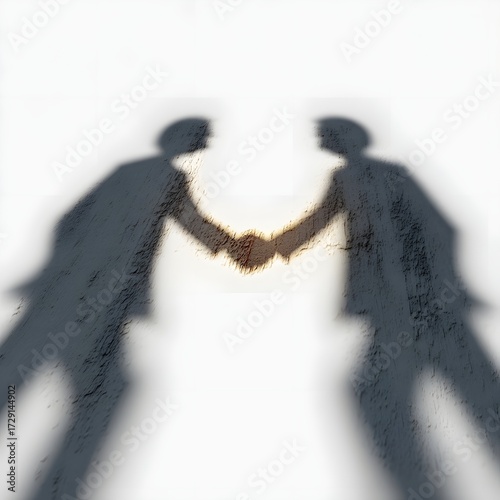 Symbolic shadows of business people shaking hands representing agreement and partnership