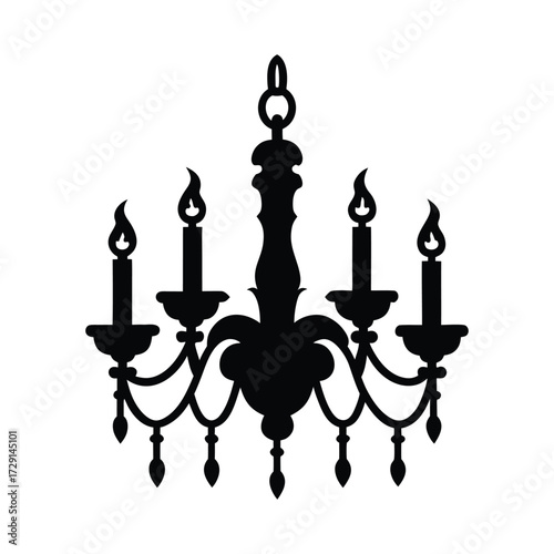Eerie candle chandelier vector silhouette illustration