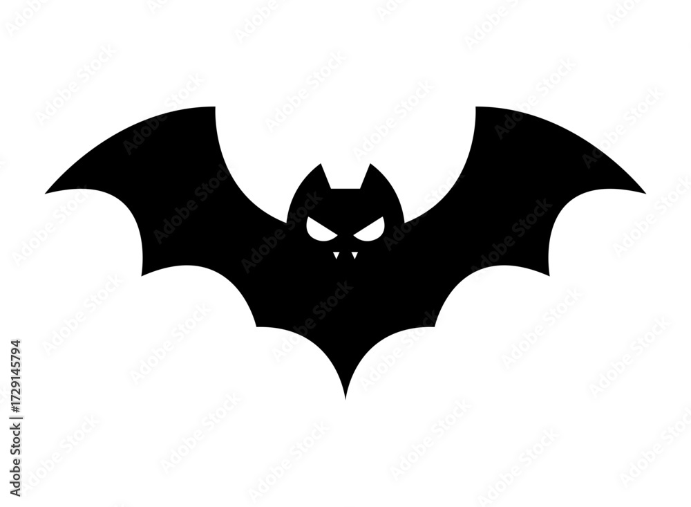 Fototapeta premium Bat icon. Halloween vector black bat illustration