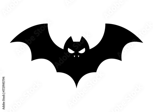 Bat icon. Halloween vector black bat illustration