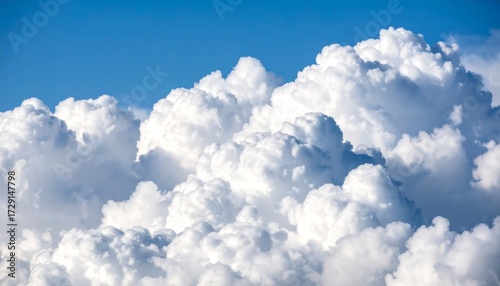 Fototapeta Naklejka Na Ścianę i Meble -  Fluffy cumulus clouds against a vibrant blue sky