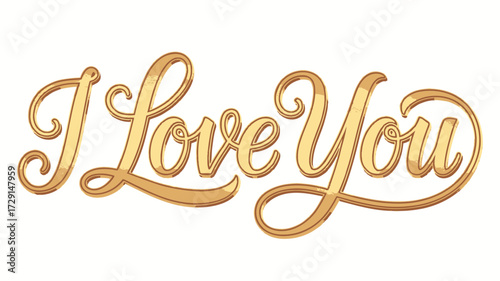 Express heartfelt affection with elegant golden 'I Love You' calligraphy, perfect for romantic gestures and special occasions.