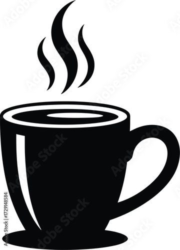 Hot beverage cup steam silhouette vector
