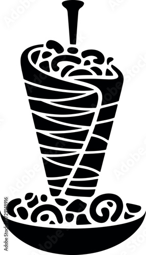 Black shawarma food icon silhouette