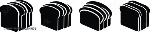 Four sliced bread loaf silhouettes isolated food bakery ingredient staple vector