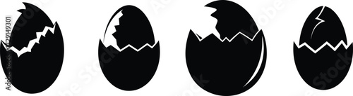 Set of cracked open egg silhouettes symbolizing new beginnings and hatching ideas vector