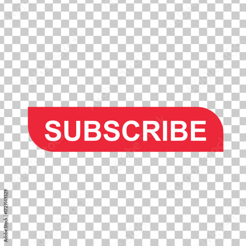 Youtube subscribe button on transparent background for social media promotion and marketing