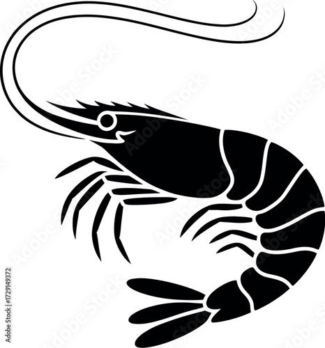 Black shrimp silhouette prawn crustacean