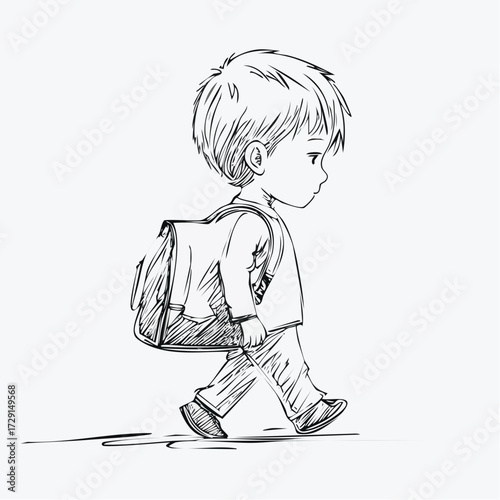 satchel twice their size little stroller with a wildly oversized burnt sienna leather satchel nearly as large as their torso delicate graphite figure for editorial sticker and accessory branding