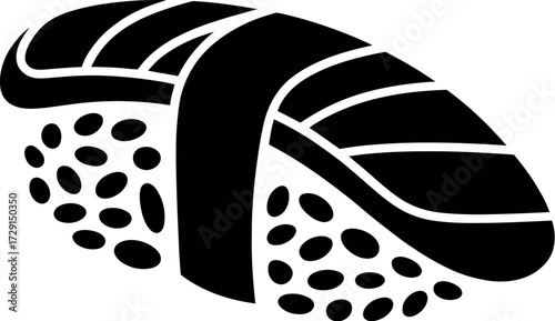 Black sushi silhouette on white nigiri