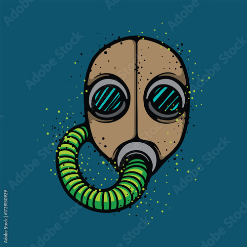Gas Mask Cartoon Vector Illustration