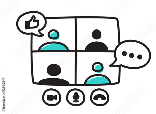 Team discussing something on an online call