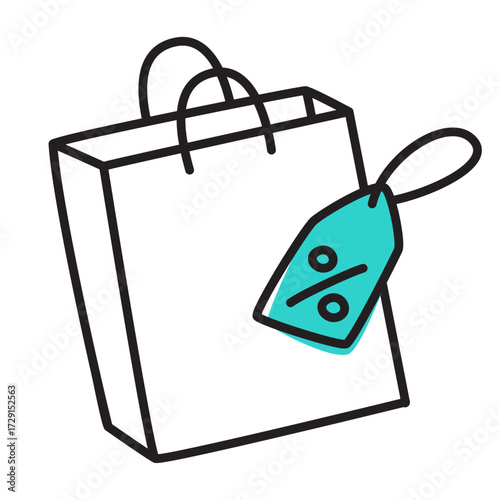 Shopping bag with discount tag