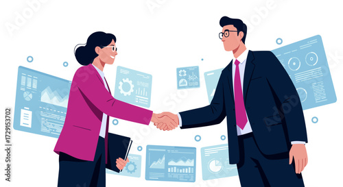 Elevating Business Concepts: Modern Flat Design for Corporate Strategy & Digital Growth