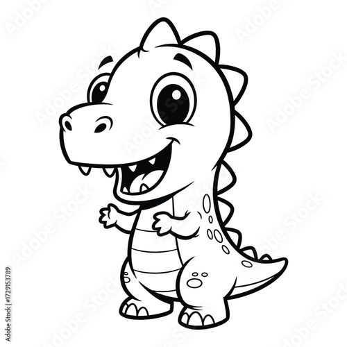Adorable baby dinosaur cartoon outline coloring page fun for kids silhouette