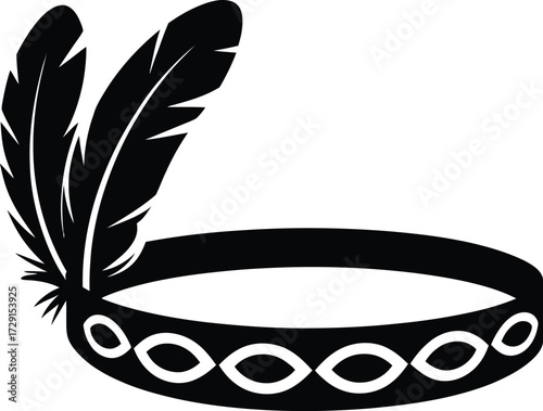 Black feather headdress vector silhouette headband