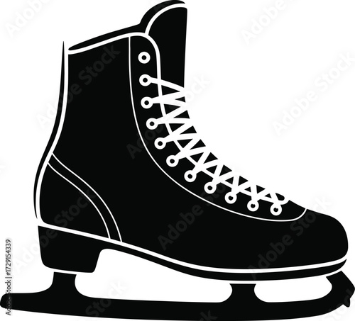 Black ice skate vector silhouette figure skate white